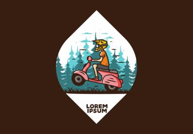 Ayakta duran scooter 'ın renkli tasarımı