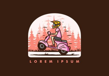 Ayakta duran scooter 'ın renkli tasarımı