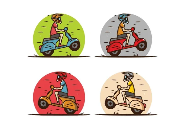 Illustration Colorée Scooter Debout — Image vectorielle