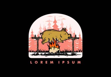 Yanan resimli domuz rostosunun klasik rengi