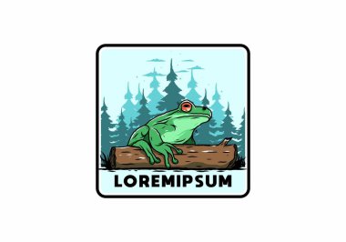 Kütüğe konmuş büyük bir kurbağanın tasarımı