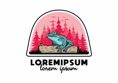 Kütüğe konmuş büyük bir kurbağanın tasarımı