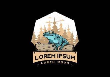 Kütüğe konmuş büyük bir kurbağanın tasarımı