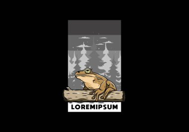 Kütüğe konmuş büyük bir kurbağanın tasarımı