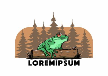 Kütüğe konmuş büyük bir kurbağanın tasarımı