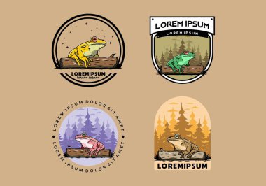 Kütüğe konmuş büyük bir kurbağanın tasarımı