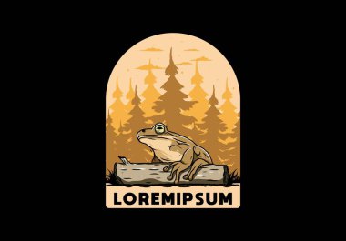 Kütüğe konmuş büyük bir kurbağanın tasarımı