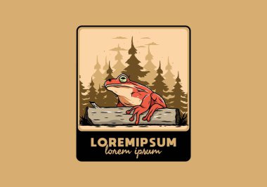 Kütüğe konmuş büyük bir kurbağanın tasarımı