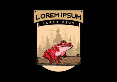 Kütüğe konmuş büyük bir kurbağanın tasarımı