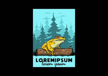 Kütüğe konmuş büyük bir kurbağanın tasarımı