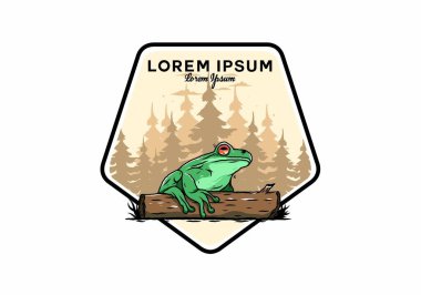 Kütüğe konmuş büyük bir kurbağanın tasarımı