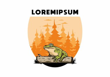 Kütüğe konmuş büyük bir kurbağanın tasarımı