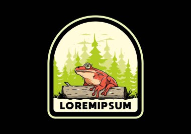 Kütüğe konmuş büyük bir kurbağanın tasarımı