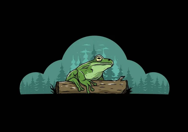 大青蛙栖息在圆木上的图解设计 — 图库矢量图片