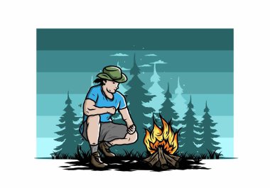 Bir adamın tasarımı şenlik ateşini yakıyor.