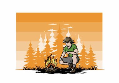 Bir adamın tasarımı şenlik ateşini yakıyor.