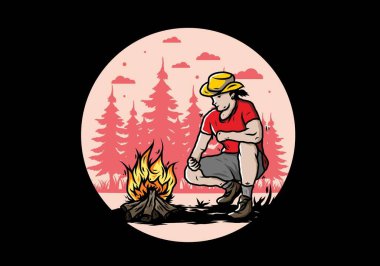 Bir adamın tasarımı şenlik ateşini yakıyor.