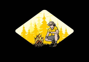 Bir adamın tasarımı şenlik ateşini yakıyor.