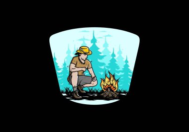 Bir adamın tasarımı şenlik ateşini yakıyor.