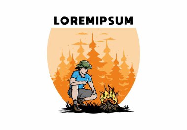 Bir adamın tasarımı şenlik ateşini yakıyor.