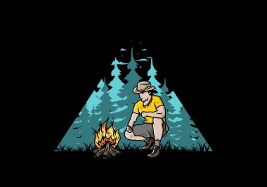 Bir adamın tasarımı şenlik ateşini yakıyor.