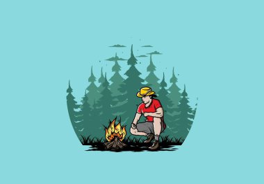 Bir adamın tasarımı şenlik ateşini yakıyor.