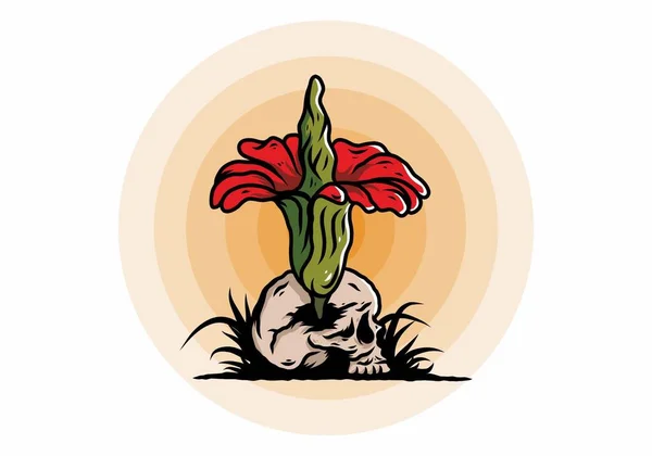 Дизайн Ілюстрації Квітки Corpse Росте Черепі — стоковий вектор
