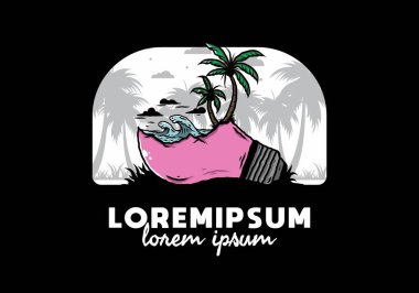 Lambanın üzerinde bir plaj manzarası çizimi