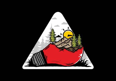 Lamba üzerindeki dağ manzarasının çizimi