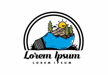 Lamba üzerindeki dağ manzarasının çizimi