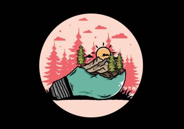 Lamba üzerindeki dağ manzarasının çizimi