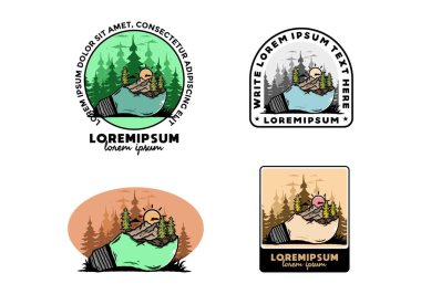 Lamba üzerindeki dağ manzarasının çizimi