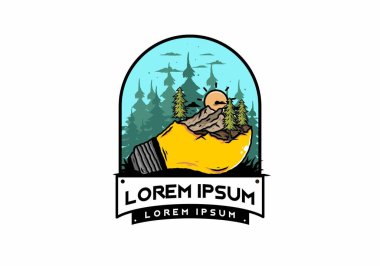 Lamba üzerindeki dağ manzarasının çizimi