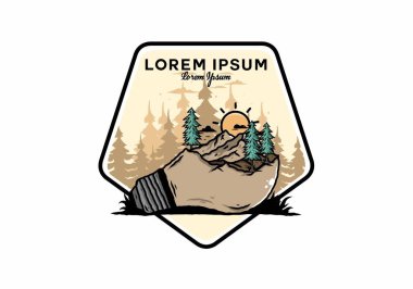 Lamba üzerindeki dağ manzarasının çizimi