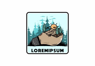 Lamba üzerindeki dağ manzarasının çizimi