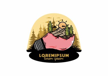 Lamba üzerindeki dağ manzarasının çizimi