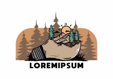 Lamba üzerindeki dağ manzarasının çizimi