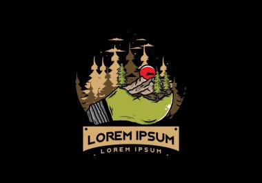 Lamba üzerindeki dağ manzarasının çizimi