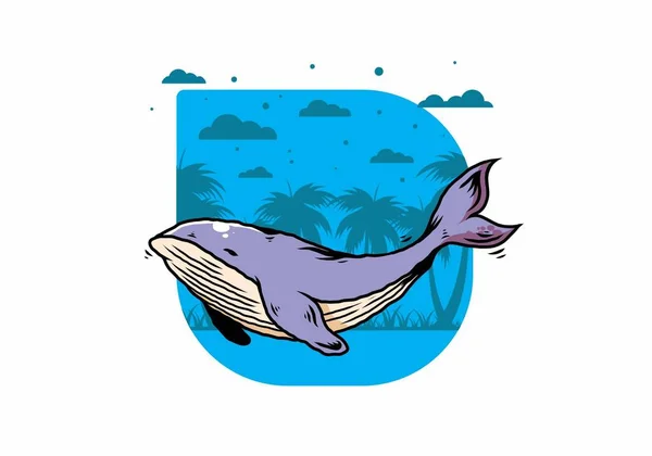 Illustrationsdesign Von Der Große Wal Des Ozeans — Stockvektor