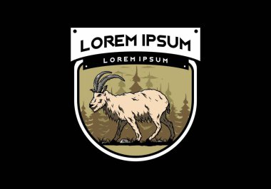 Uzun boynuzlu kıllı bir dağ keçisinin tasarımı.