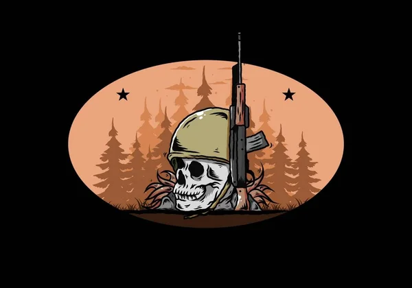 Skull Soldiers Helmet Weapon Illustration Design — Stock Vector