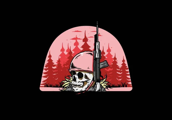 Caveira Soldados Capacete Com Arma Ilustração Design —  Vetores de Stock