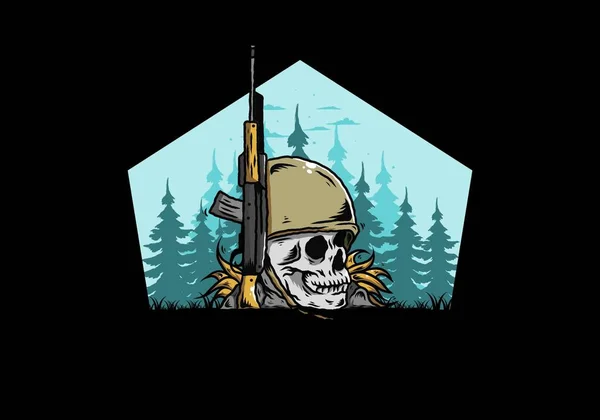 Casque Crâne Soldats Avec Illustration Arme — Image vectorielle