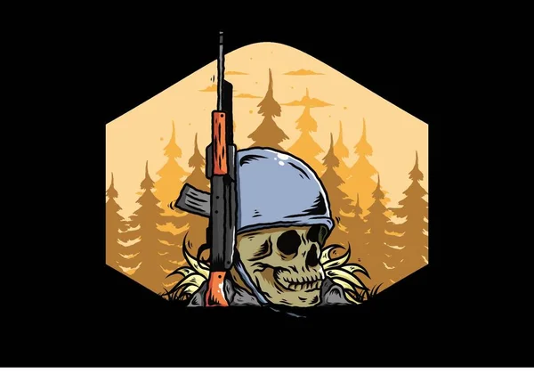 Casque Crâne Soldats Avec Illustration Arme — Image vectorielle