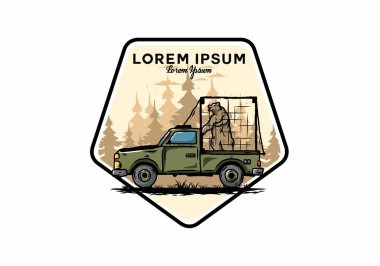 Kafesteki arabadaki büyük ayı tasviri