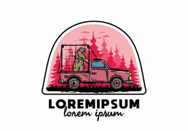 Kafesteki arabadaki büyük ayı tasviri