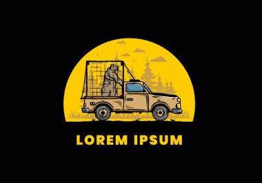 Kafesteki arabadaki büyük ayı tasviri