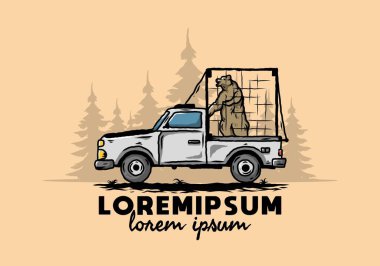 Kafesteki arabadaki büyük ayı tasviri