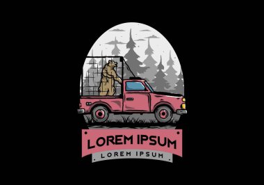 Kafesteki arabadaki büyük ayı tasviri