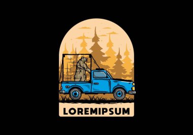 Kafesteki arabadaki büyük ayı tasviri